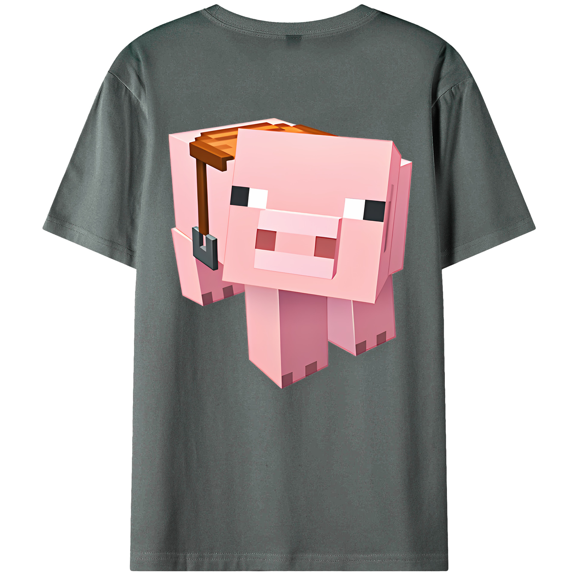 （画像用） マインクラフト ブロックの世界 Minecraft MC Block world 綿100％半袖Tシャツ（背面プリント）